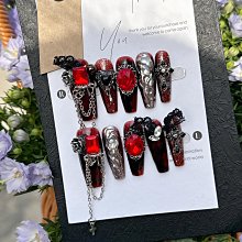 手工穿戴甲 暗黑Y2K甜酷辣妹美樂蒂指甲美甲貼片成品 美甲貼片 指甲貼片 美甲片 穿戴甲 指甲貼 美甲貼 NK064 歷史價格詳細信息