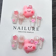 手工穿戴甲 可愛趴趴兔純手工穿戴甲短款貼鉆心形腮紅純欲風成品 美甲貼片 指甲貼片 美甲片 穿戴甲 指甲貼 美甲貼 NK064 歷史價格詳細信息