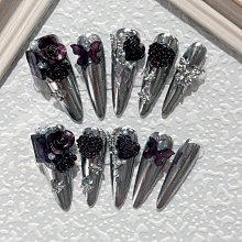 手工穿戴甲 橙色 玫瑰 蝴蝶 學生 高級 顯白 貼片指甲 歷史價格詳細信息