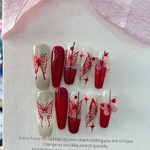 穿戴甲黑鉆蝴蝶結長款輕奢赫本風美甲貼片甲片可摘下重復使用新款~特價~美家小鋪 歷史價格詳細信息