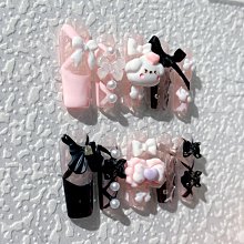 手作穿戴甲製作短方圓可愛高級2024新年中長款美甲貼片手工可拆卸 歷史價格詳細信息