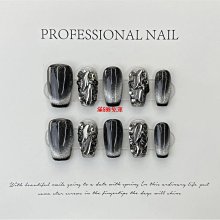 手工穿戴甲 暗黑Y2K甜酷辣妹美樂蒂指甲美甲貼片成品 美甲貼片 指甲貼片 美甲片 穿戴甲 指甲貼 美甲貼 NK064 歷史價格詳細信息