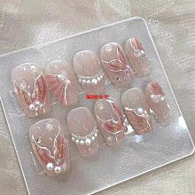 夏日新款純手工穿戴甲冰透晶石貓眼美甲貼片成品假指甲可拆卸 指甲貼片 美甲片 指甲貼350 LX063 歷史價格詳細信息