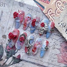 手工穿戴甲小眾辣妹甜酷金屬立體美甲貼片極光腮紅穿戴式指甲貼 歷史價格詳細信息