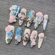 手工穿戴甲立體餅干小熊童趣顯白卡通學生短方圓可愛穿戴甲 美甲貼 假指甲 指甲貼紙 指甲貼片 穿戴指甲 美甲片 歷史價格詳細信息