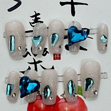 手工穿戴甲藍色法式鏤空星星大堆鑽溫柔閃亮美甲貼片新娘孕婦甲片 歷史價格詳細信息