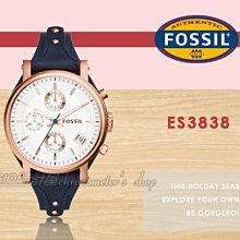 CASIO 時計屋  FOSSIL手錶 FS5237+ES3988 指針石英情侶對錶 皮革錶帶 深海藍x白 生活日常防水 歷史價格詳細信息