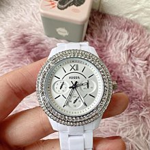 【FOSSIL】Stella 晶鑽錶圈三眼女錶白陶瓷錶帶38MM/CE1113 歷史價格詳細信息