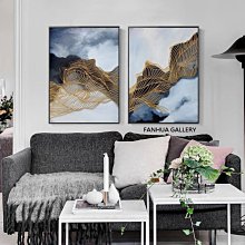 C - R - A - Z - Y - T - O - W - N　金藍色抽象藝術橫幅掛畫客廳餐廳大尺寸掛畫設計師裝飾畫 歷史價格詳細信息