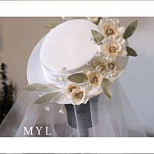 法式復古油畫風少女寫真新娘禮帽造型緞面藤曼花朵婚紗照相館配飾品 歷史價格詳細信息