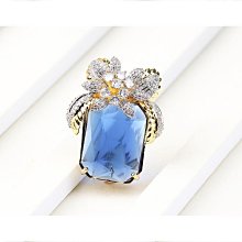 太陽雲小眾高級感藍色人造水晶胸花大氣雙色金花朵鑲石胸針別針女優選免運 歷史價格詳細信息