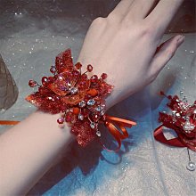 手腕花伴娘團新娘超仙高級感森系手結婚禮紅色手花童伴郎仿真胸花A16推薦推薦 歷史價格詳細信息