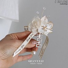 鄧威婚禮新娘手腕花香檳花伴郎襟伴娘胸花金式商務西配飾新郎手花 歷史價格詳細信息