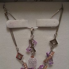 鍍金項鍊&玫瑰金墬子．立體精緻鏤空皇冠．超閃亮粉紅色水晶鑽．16吋【贈收納盒】超低價《銀玥工坊》 歷史價格詳細信息