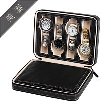 黑色皮手錶首飾盒項鍊戒指帶化妝鏡飾品收納盒腕錶盒子 歷史價格詳細信息