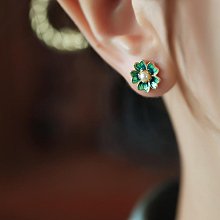 天然淡水珍珠耳釘女氣質松花石耳飾時尚復古小眾設計高級感耳環女 歷史價格詳細信息