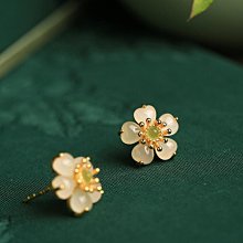 金鑲玉耳釘純天然翡翠迷你高級感陽綠色18k耳飾祖母綠送媽媽碧澗~晴天 歷史價格詳細信息