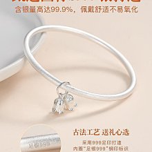 銀手鐲999足銀女款時尚韓版清新情侶手鍊送閨蜜女友禮物超市熱 歷史價格詳細信息