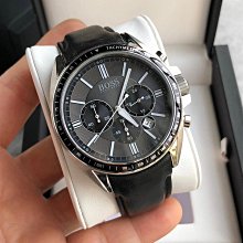 現貨HUGO BOSS 黑色錶盤 黑色皮革錶帶 石英 三眼計時 男士手錶 1512448 歷史價格詳細信息
