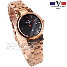 valentino coupeau 范倫鐵諾 標準時刻 不鏽鋼 防水手錶 女錶 日期顯示窗 61605黑格釘小【時間玩家 歷史價格詳細信息