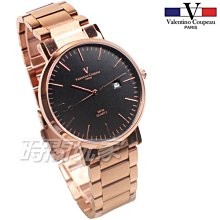 valentino coupeau 范倫鐵諾 標準時刻 不鏽鋼 防水手錶 女錶 日期顯示窗 61605黑格釘小【時間玩家 歷史價格詳細信息
