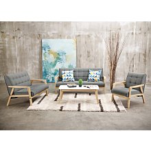 【優比傢俱生活館】22 美麗購-嘉可布胡桃色實木灰色棉麻布1+2+3休閒沙發~全組 CM231-1 歷史價格詳細信息