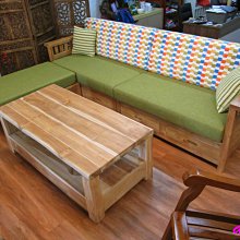 【肯萊柚木傢俱館】獨特自然風 100%老柚木 無上漆 自然邊 獨特美觀 耐用 抽屜可收納 L型沙發 限量一組 歷史價格詳細信息