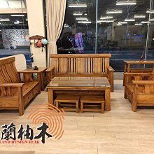 【米蘭柚木傢俱】全柚木L型沙發椅組、布沙發、皮沙發 - 超厚料、自然風款［L型+大桌+矮椅x2］ 歷史價格詳細信息
