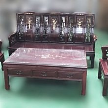 二手．客廳家具．實木桌椅組．五件組 (123+大小茶几+椅墊) 歷史價格詳細信息