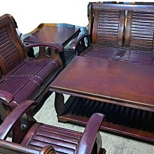 二手．客廳家具．實木桌椅組．五件組 (123+大小茶几+椅墊) 歷史價格詳細信息