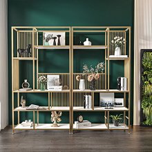 輕奢鐵藝置物架落地書架辦公室屏風客廳loft金屬多層實木簡約隔斷 歷史價格詳細信息