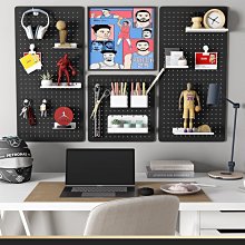 電競房洞洞板黑色牆上置物架書房上方電腦桌牆面掛板收納鐵藝裝 歷史價格詳細信息
