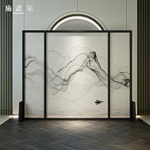 現代中式實木屏風隔斷裝飾家用客廳臥室意境辦公書房水墨竹影折屏~匯得利家居行 歷史價格詳細信息