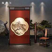 新中式入戶屏風隔斷客廳玄關現代簡約山水辦公室雙面簡易實木座屏熱心小賣家 歷史價格詳細信息
