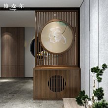 新中式屏風隔斷家用客廳入戶簡約現代玄關屏風櫃鞋櫃實木定製座屏~匯得利家居行 歷史價格詳細信息