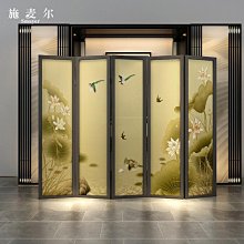 現代中式實木折疊移動屏風隔斷裝客廳意境荷韻小戶型復古移動折屏~匯得利家居行 歷史價格詳細信息