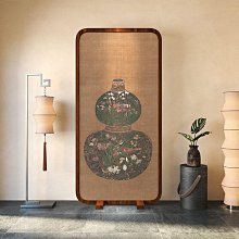 新中式入戶屏風隔斷客廳玄關現代簡約山水辦公室雙面簡易實木座屏熱心小賣家 歷史價格詳細信息