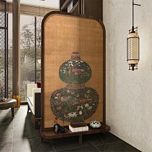 新中式入戶屏風隔斷客廳玄關現代簡約山水辦公室雙面簡易實木座屏熱心小賣家 歷史價格詳細信息