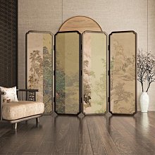 新中式實木定製折疊屏風隔斷家用客廳玄關中國風茶室移動抽象折屏~匯得利家居行 歷史價格詳細信息