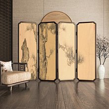 新中式實木定製折疊屏風隔斷家用客廳玄關中國風茶室移動抽象折屏~匯得利家居行 歷史價格詳細信息