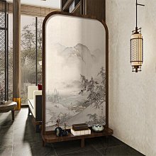 新中式入戶屏風隔斷客廳玄關現代簡約山水辦公室雙面簡易實木座屏熱心小賣家 歷史價格詳細信息