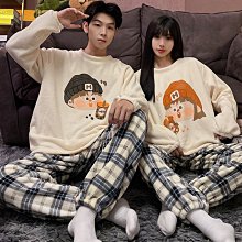 加厚情侶睡衣珊瑚絨秋冬季加絨女士圓領法蘭絨男士中老年媽媽套裝 歷史價格詳細信息