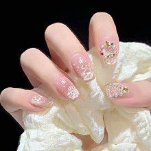 冬季新款穿戴甲純手工光療美甲貼片晶石貓眼手繪雪花圣誕限定指甲 指甲貼片 美甲片 指甲貼280 LX063 歷史價格詳細信息