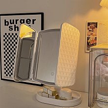 化妝鏡 化妝鏡帶燈學生宿舍臺式桌面梳妝臺鏡子充電網紅貝殼補光燈梳妝鏡 歷史價格詳細信息