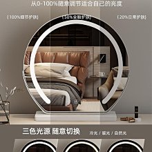 鏡子化妝鏡帶燈女生臺式LED燈桌面梳妝檯收納盒一體貝殼鏡圓形鏡 歷史價格詳細信息