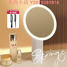 化妝鏡桌面充電LED臺式帶燈宿捨梳妝鏡女隨身補光美妝小鏡子家用 歷史價格詳細信息