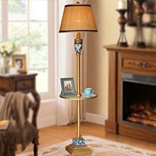 5Cgo【燈藝師】含稅會員有優惠535549181579美式落地燈簡約宜家客廳書房臥室立式置物托盤落地臺燈茶幾小桌子燈 歷史價格詳細信息