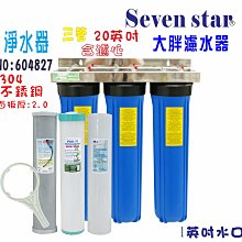 20吋大胖三管白鐵腳架淨水器 水塔過濾器 濾水器水族養殖 有機蔬菜灌溉 貨號:604446【Seven star淨水網】 歷史價格詳細信息