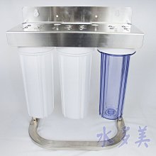 10英吋2分牙雙O-ring白鐵吊片三道式/三胞胎淨水器/前置過濾器(1透2白)(不含濾心、含扳手) 歷史價格詳細信息