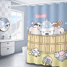 卡通浴簾套裝免打孔衛生間淋浴簾防水布加厚防霉掛簾子浴室簾隔斷 歷史價格詳細信息